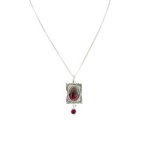 VIRGINS SAINTS & ANGELS VSA Retablo Pink Guadalupe Charm Necklace in Silver